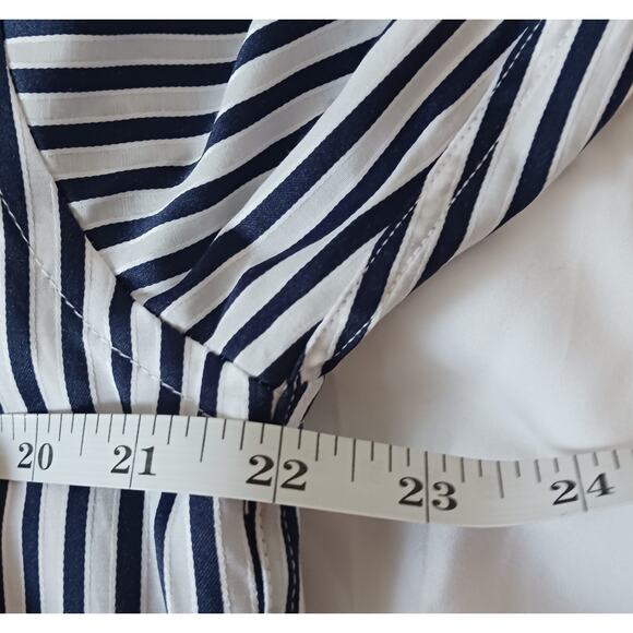 Marcello Sport Men's Blue & White Stripe Long Sleeve Dress Shirt Size Medium - Picture 7 of 8